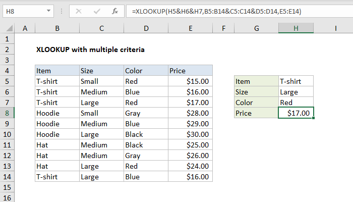 Excel Formula Xlookup With Multiple Criteria Exceljet 9272